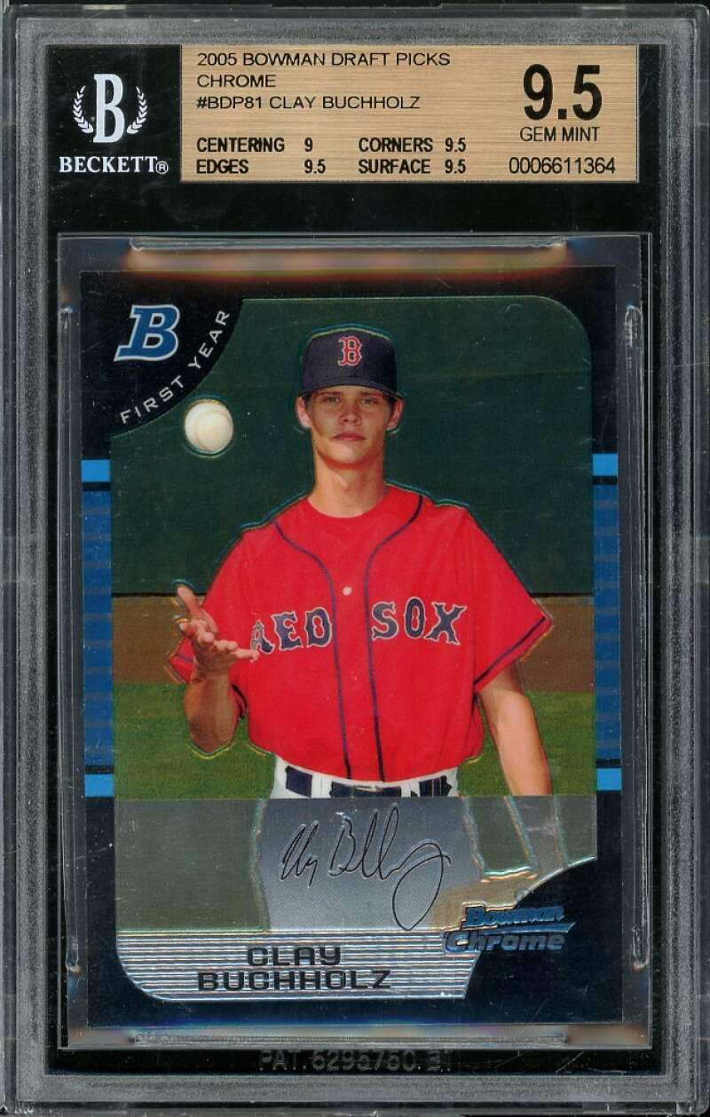 Clay Buchholz Rookie 2005 Bowman Draft Picks Chrome #81 BGS 9.5 (9 9.5 9.5 9.5) Image 1