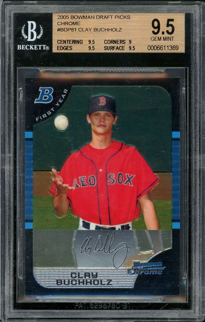 Clay Buchholz Rookie 2005 Bowman Draft Picks Chrome #81 BGS 9.5 (9.5 9 9.5 9.5) Image 1