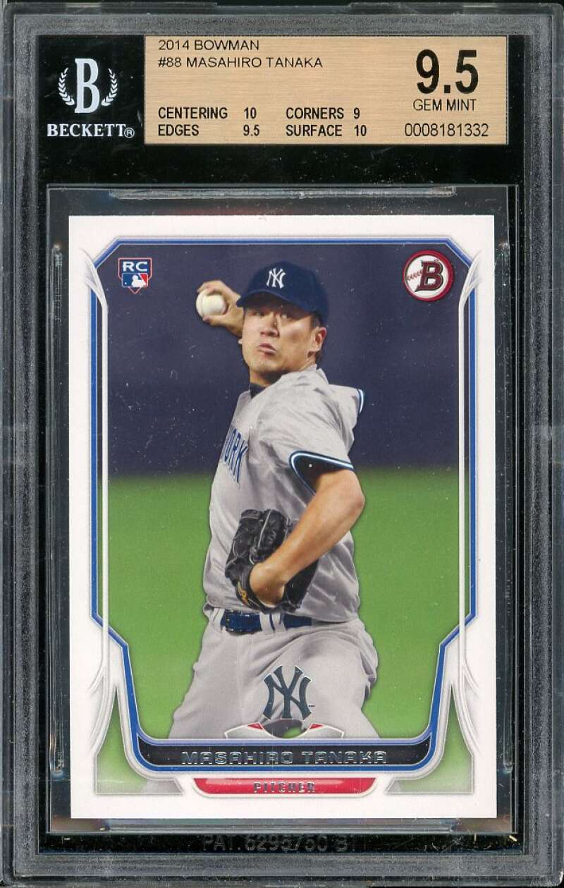 Masahiro Tanaka Rookie Card 2014 Bowman #88 BGS 9.5 (10 9 9.5 10) Image 1