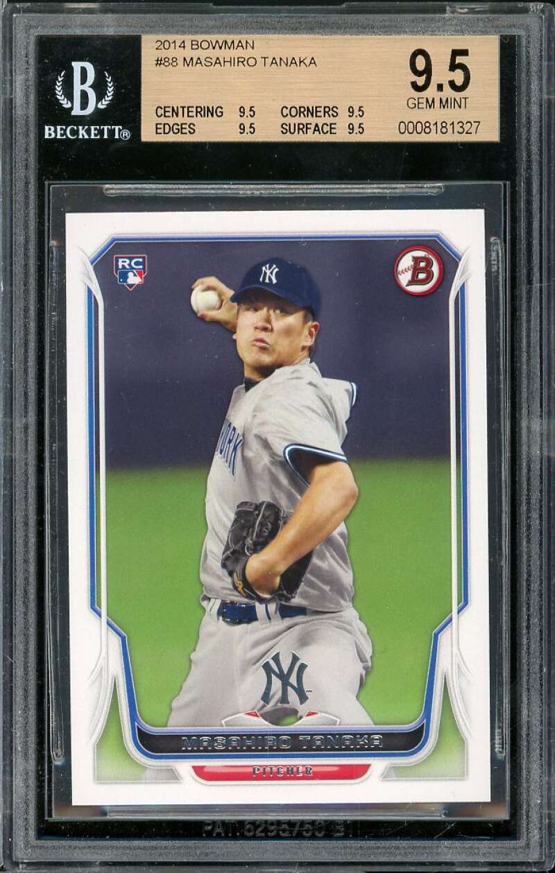 Masahiro Tanaka Rookie Card 2014 Bowman #88 BGS 9.5 (9.5 9.5 9.5 9.5) Image 1