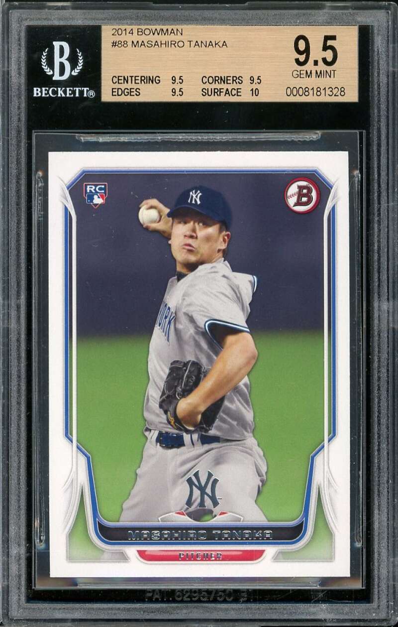 Masahiro Tanaka Rookie Card 2014 Bowman #88 BGS 9.5 (9.5 9.5 9.5 10) Image 1