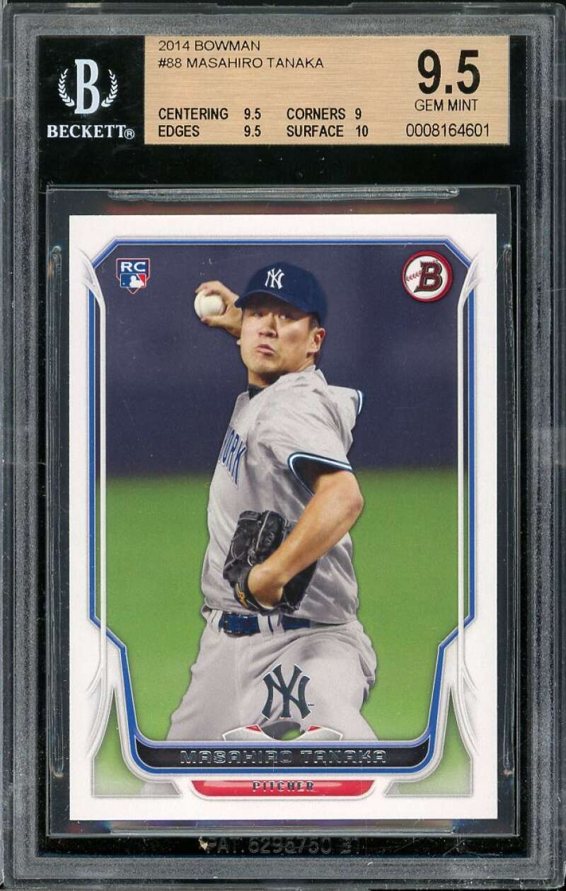 Masahiro Tanaka Rookie Card 2014 Bowman #88 BGS 9.5 (9.5 9 9.5 10) Image 1