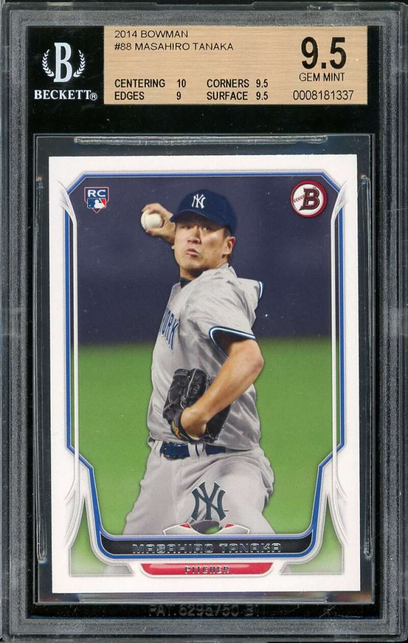 Masahiro Tanaka Rookie Card 2014 Bowman #88 BGS 9.5 (10 9.5 9 9.5) Image 1