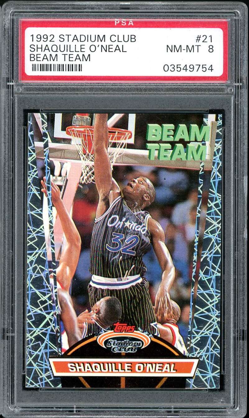 Shaquille O'Neal Rookie Card 1992-93 Stadium Club Beam Team #21 PSA 8 Image 1