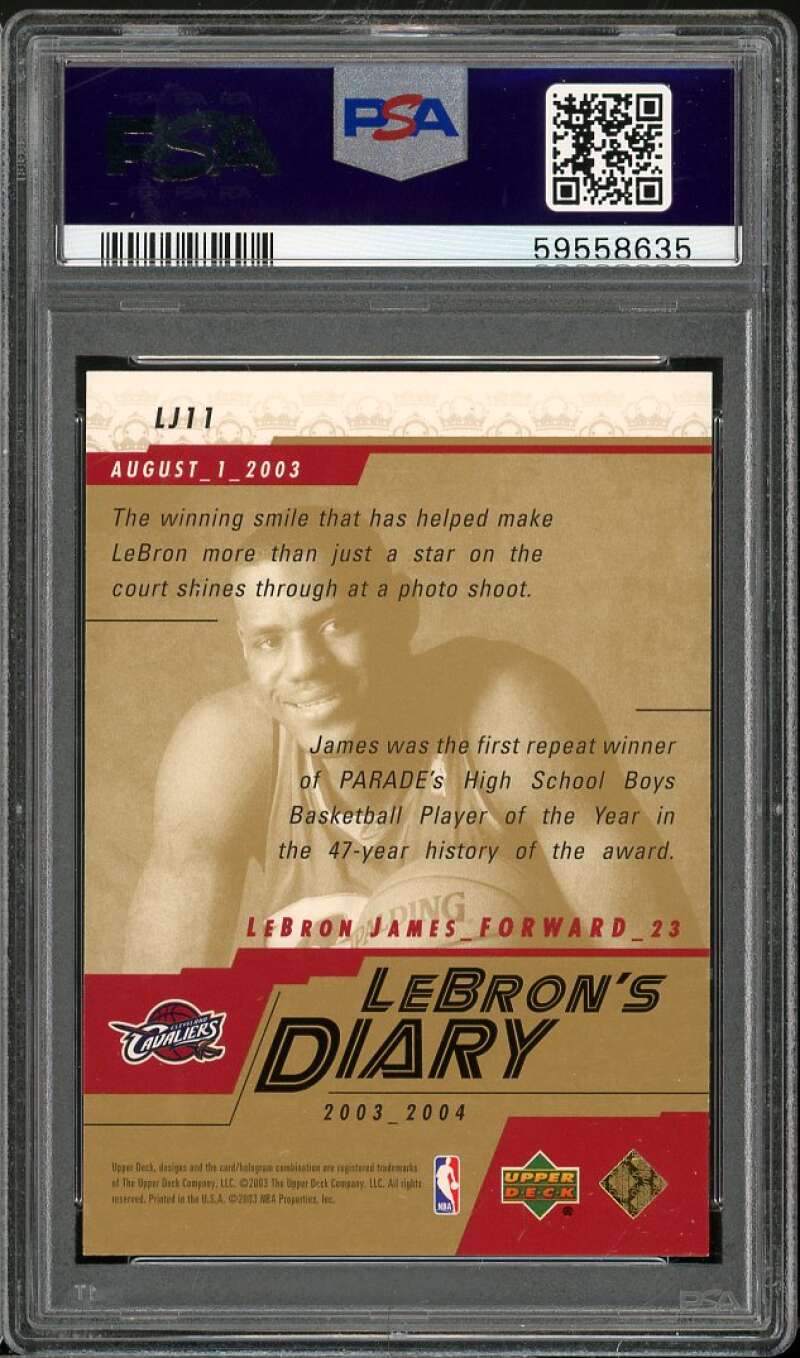 LeBron James Rookie Card 2003-04 Upper Deck LeBron's Diary #LJ11 PSA 8 Image 2