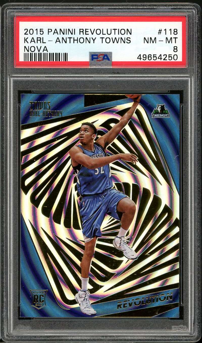 Karl-Anthony Towns Rookie Card 2015-16 Panini Revolution Nova #118 PSA 8 Image 1