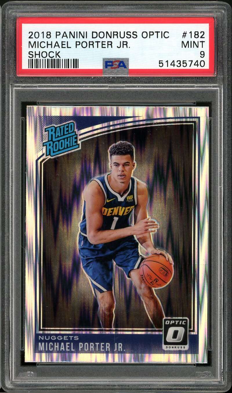 Michael Porter Rookie Card 2018-19 Panini Donruss Optic Shock #182 PSA 9 Image 1