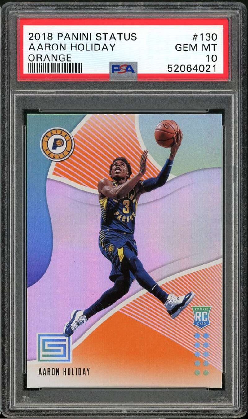 Aaron Holiday Rookie Card 2018-19 Panini Status Orange (pop 1) #130 PSA 10 Image 1