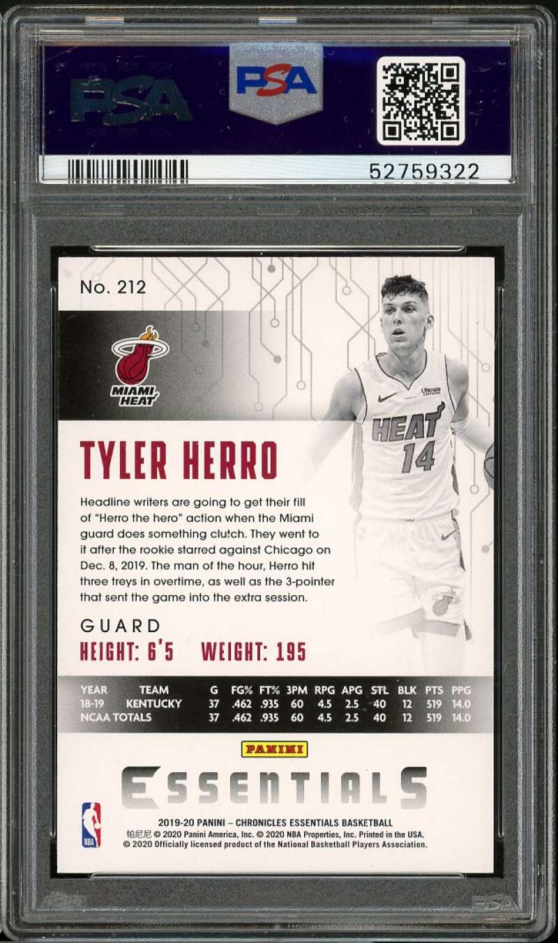 Tyler Herro Rookie Card 2019-20 Panini Chronicles #220 PSA 9 Image 2