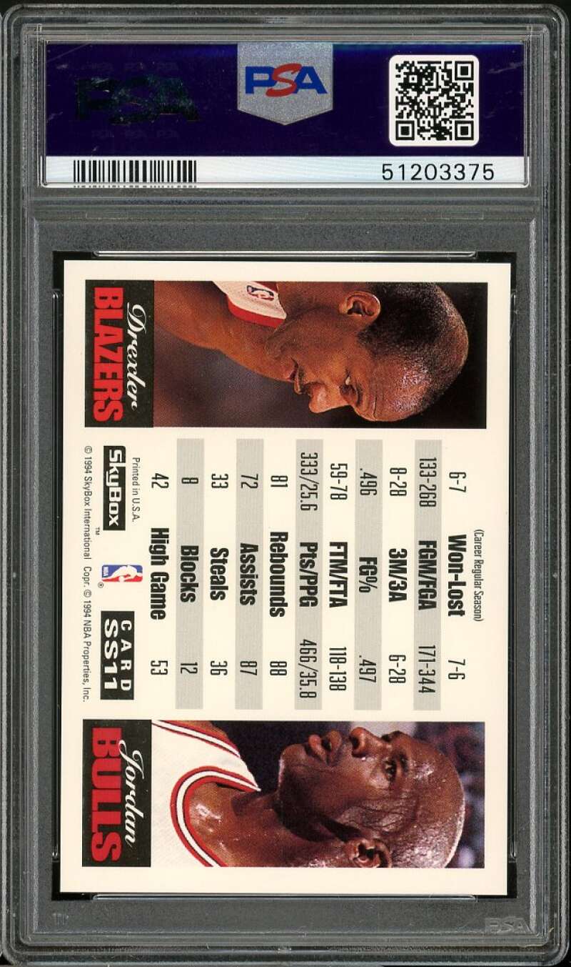 Clyde Drexler/ Michael Jordan 1993-94 Skybox Premium Showdown Series #11 PSA 9 Image 2