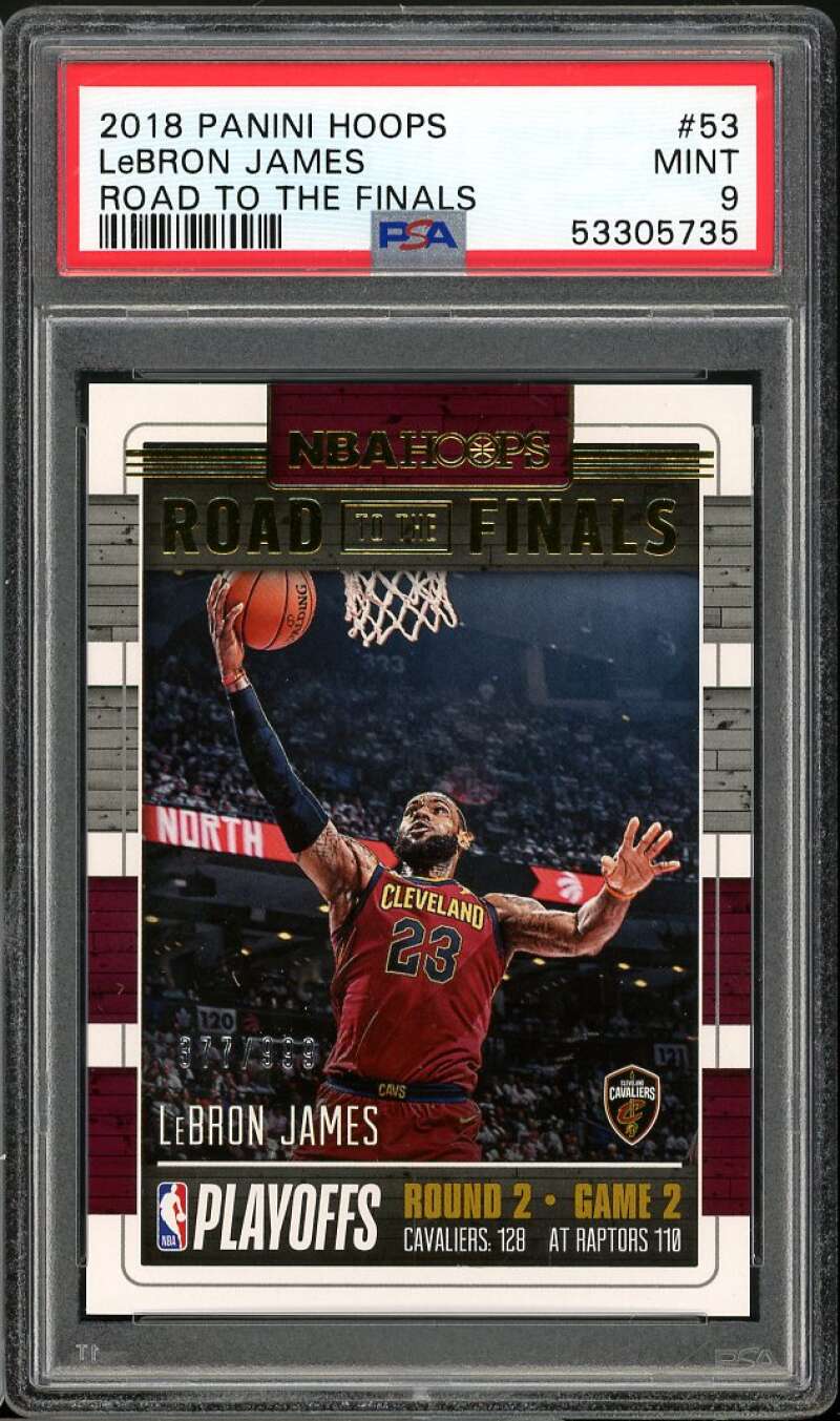 LeBron James Card 2018-19 Panini Hoops Road To The Finals #53 PSA 9 Image 1