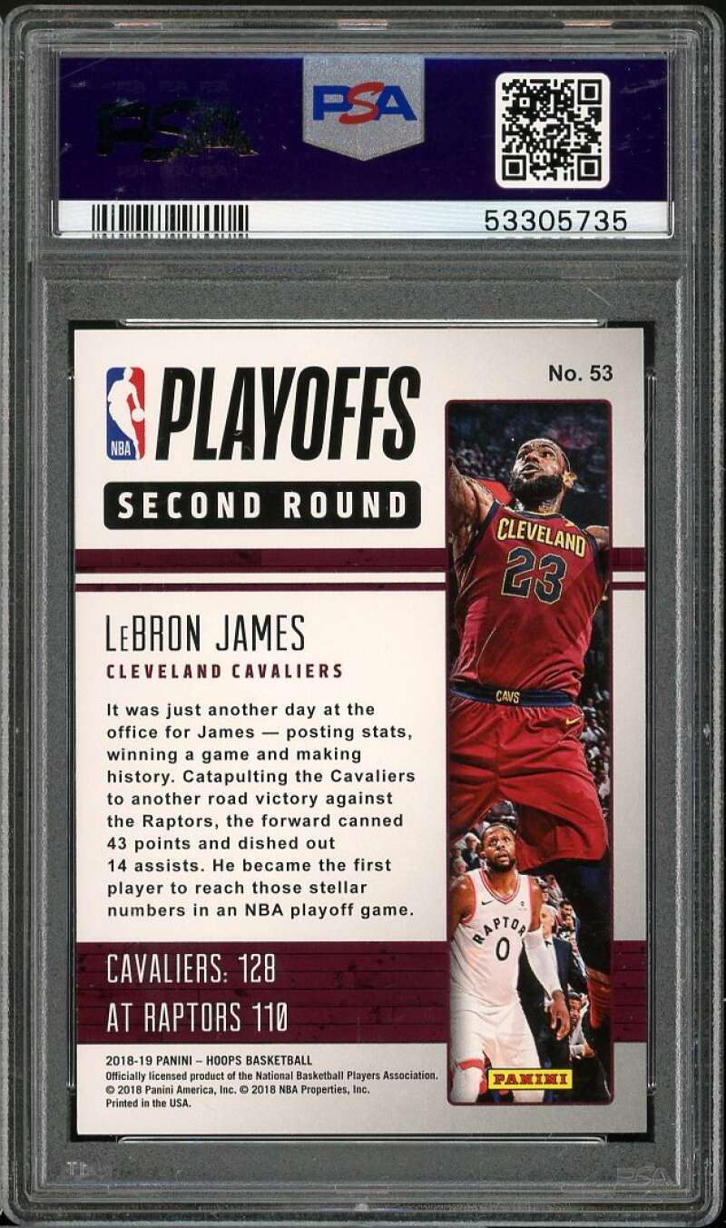 LeBron James Card 2018-19 Panini Hoops Road To The Finals #53 PSA 9 Image 2