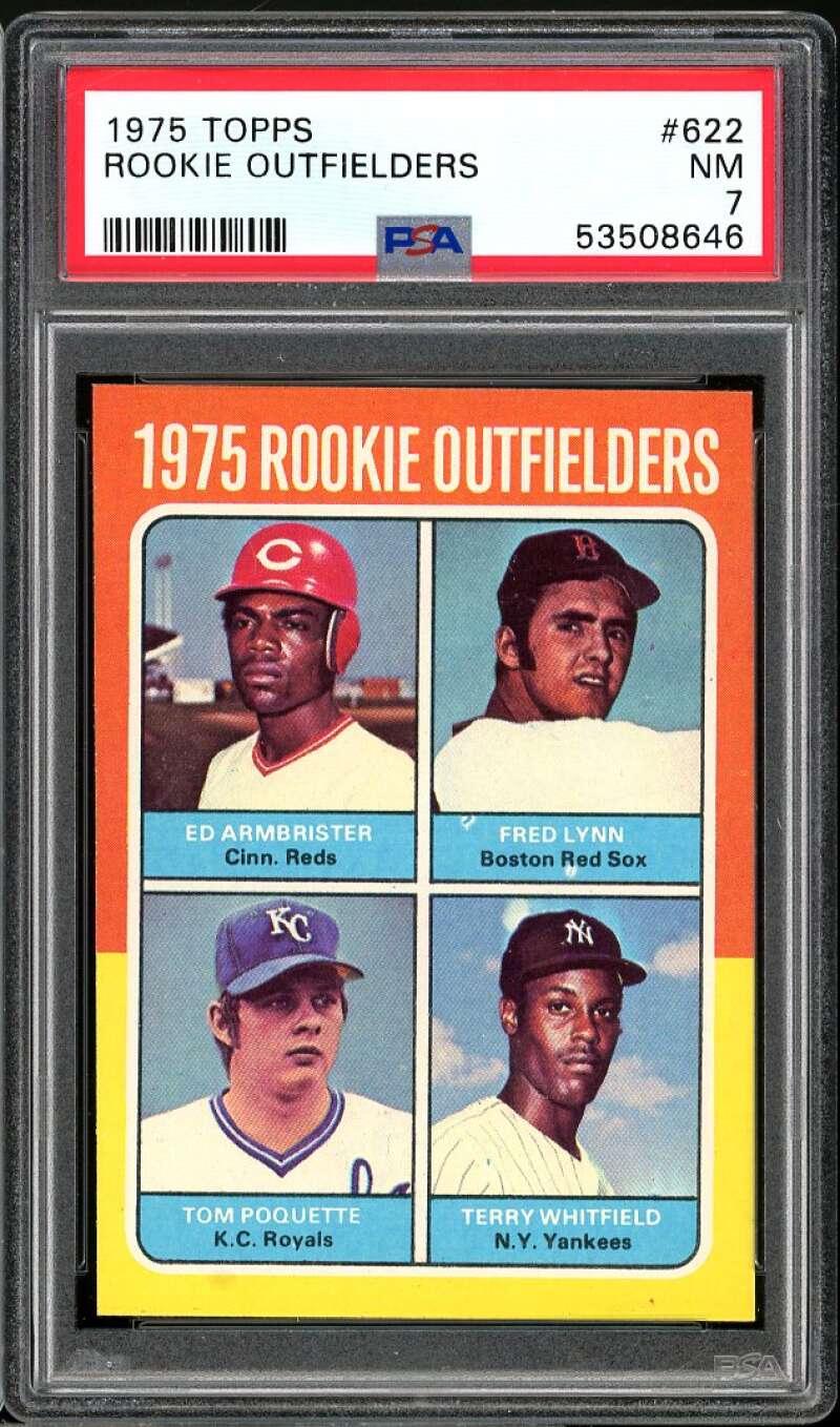 Ed Armbrister/Poquette/Terry Whitfield/ Fred Lynn Rookie 1975 Topps #622 PSA 7 Image 1