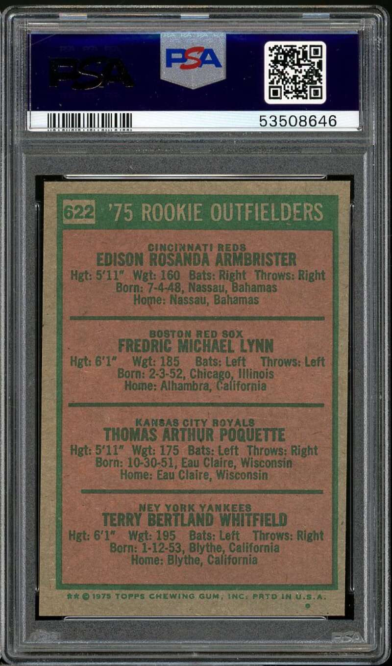 Ed Armbrister/Poquette/Terry Whitfield/ Fred Lynn Rookie 1975 Topps #622 PSA 7 Image 2