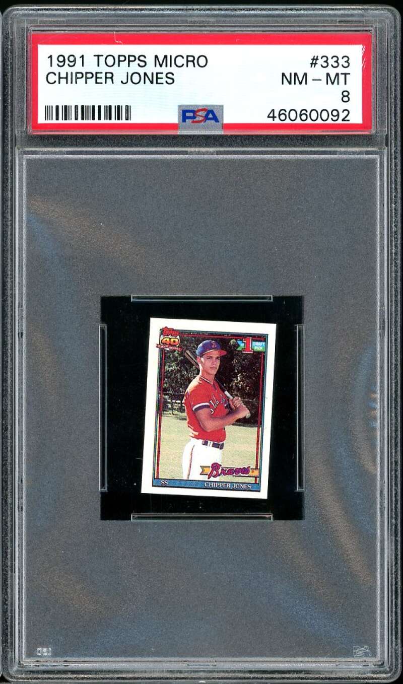 Chipper Jones Rookie Card 1991 Topps Micro #333 PSA 8 Image 1