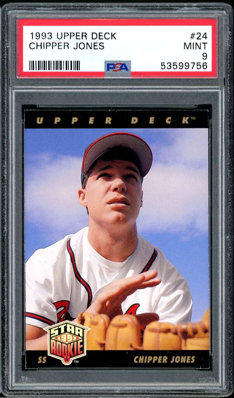 Chipper Jones Star Rookie Card 1993 Upper Deck #24 PSA 9 Image 1