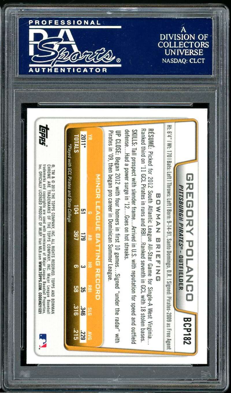 Gregory Polanco Rookie Card 2012 Bowman Chrome Prospects #BCP182 PSA 10 Image 2