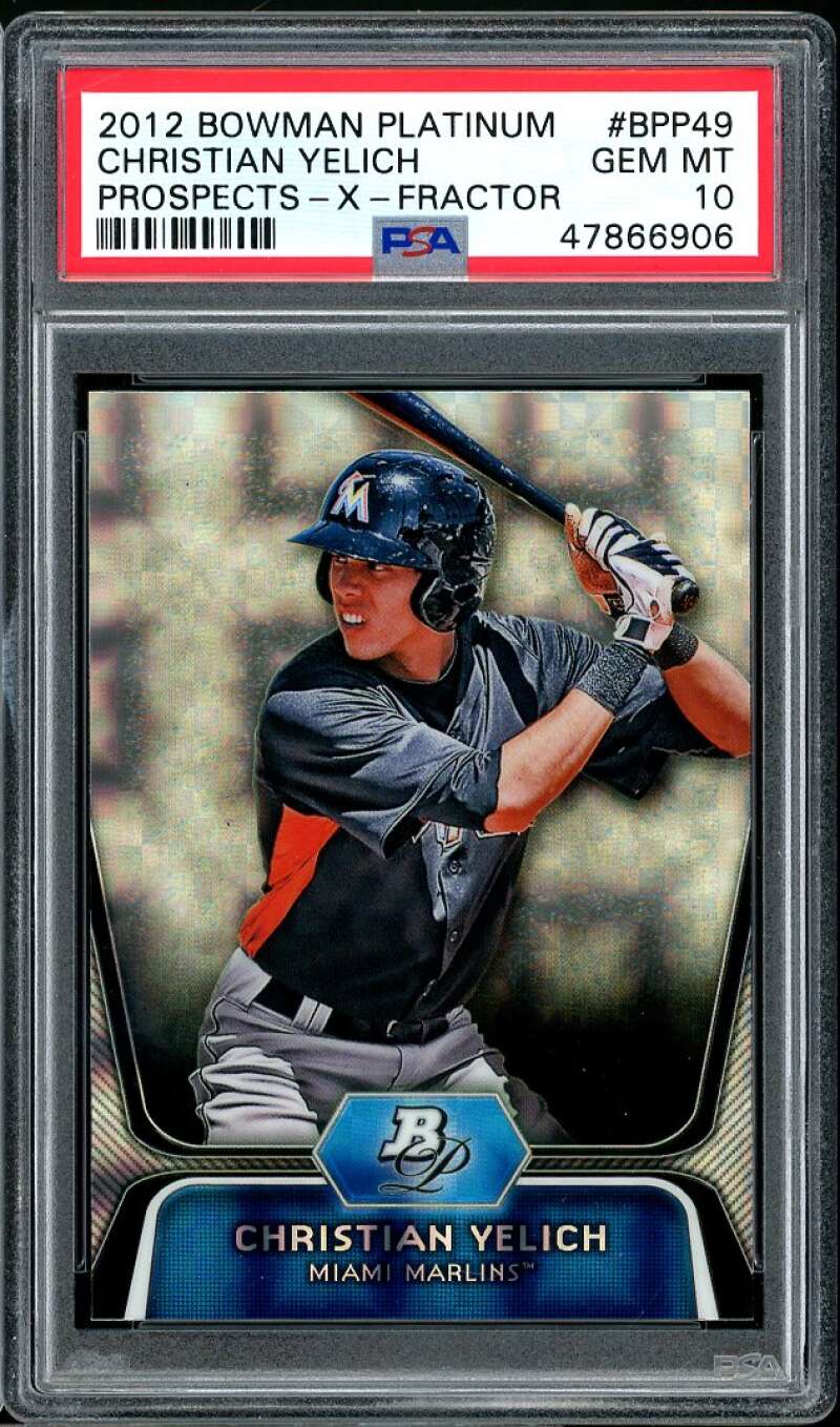 Christian Yelich Rookie 2012 Bowman Platinum Prospects X-Fractor #BPP49 PSA 10 Image 1