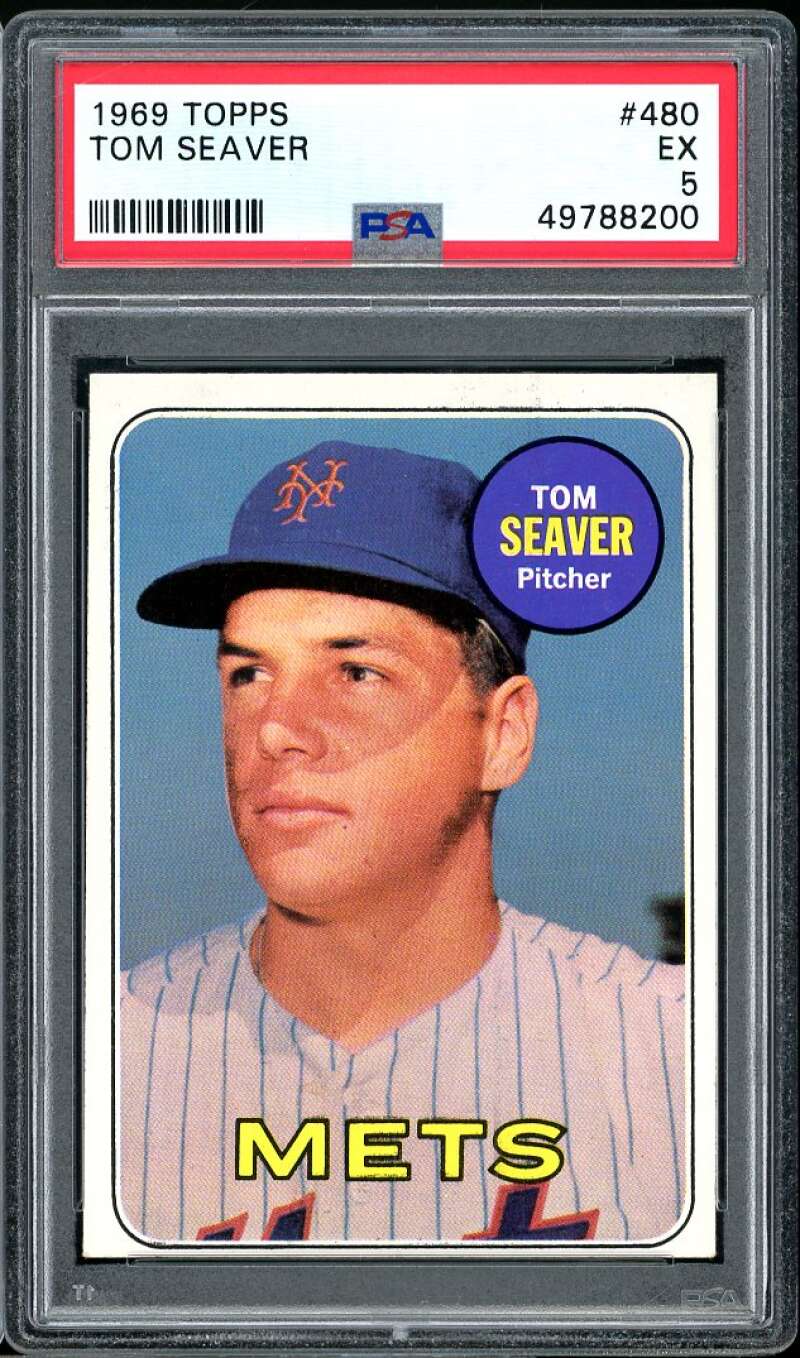 Tom Seaver Card 1969 Topps #480 PSA 5 Image 1