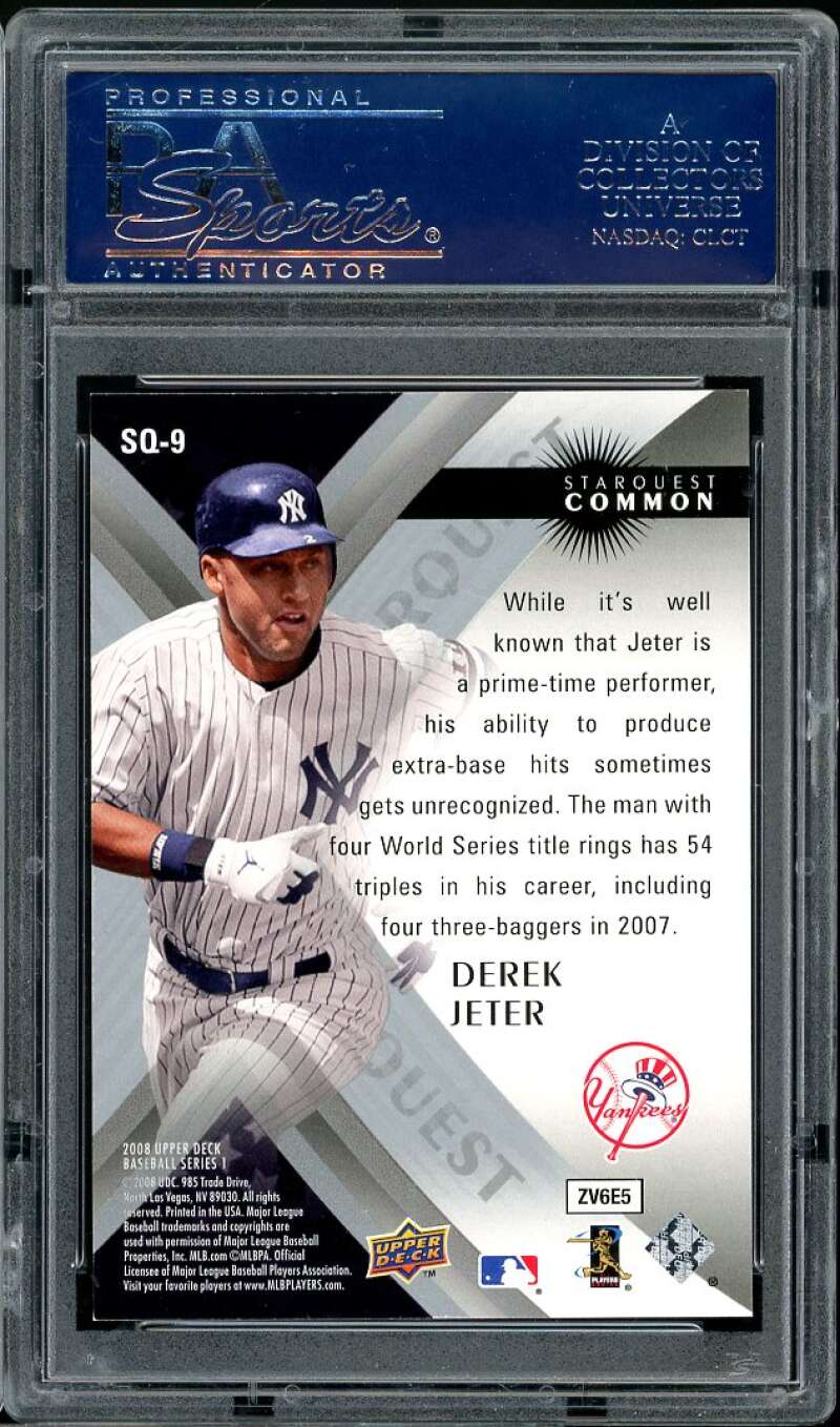 Derek Jeter Card 2008 U.D. Starquest Common #SQ-9 PSA 10 Image 2