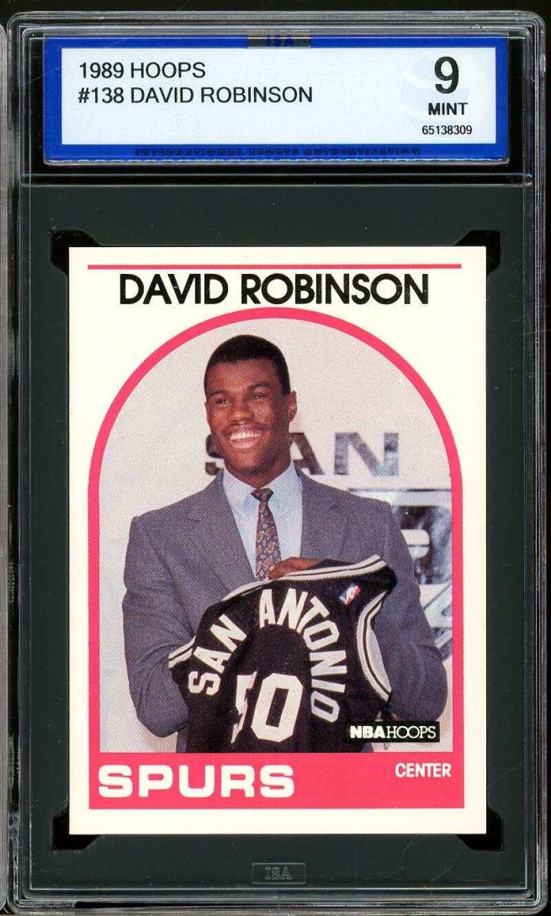 David Robinson Rookie Card 1989-90 Hoops #138 ISA 9 MINT Image 1