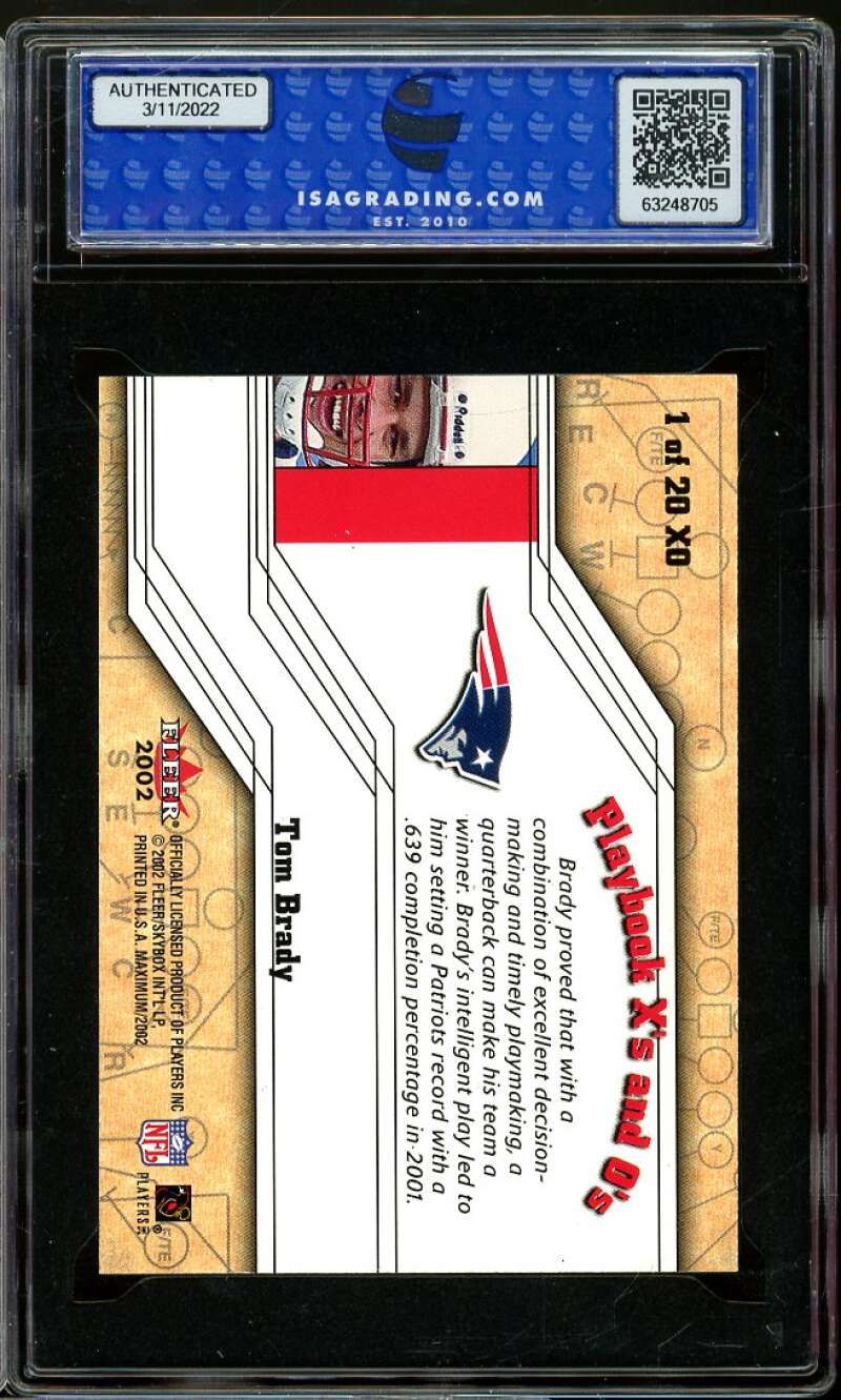 Tom Brady Card 2002 Fleer Maximum Playbook X's and O's ISA 8.5 NM-MT+ Image 2