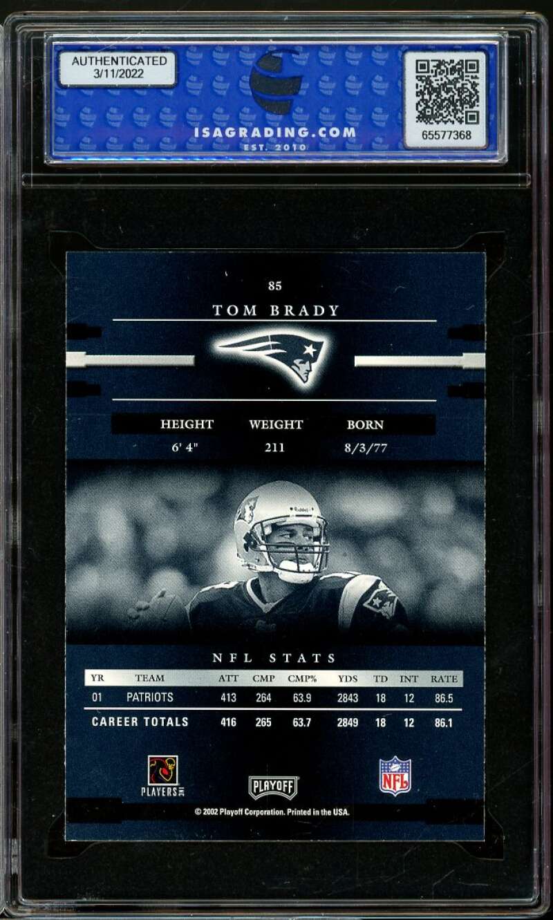 Tom Brady Card 2002 Playoff Prestige #85 ISA 8.5 NM-MT+ Image 2