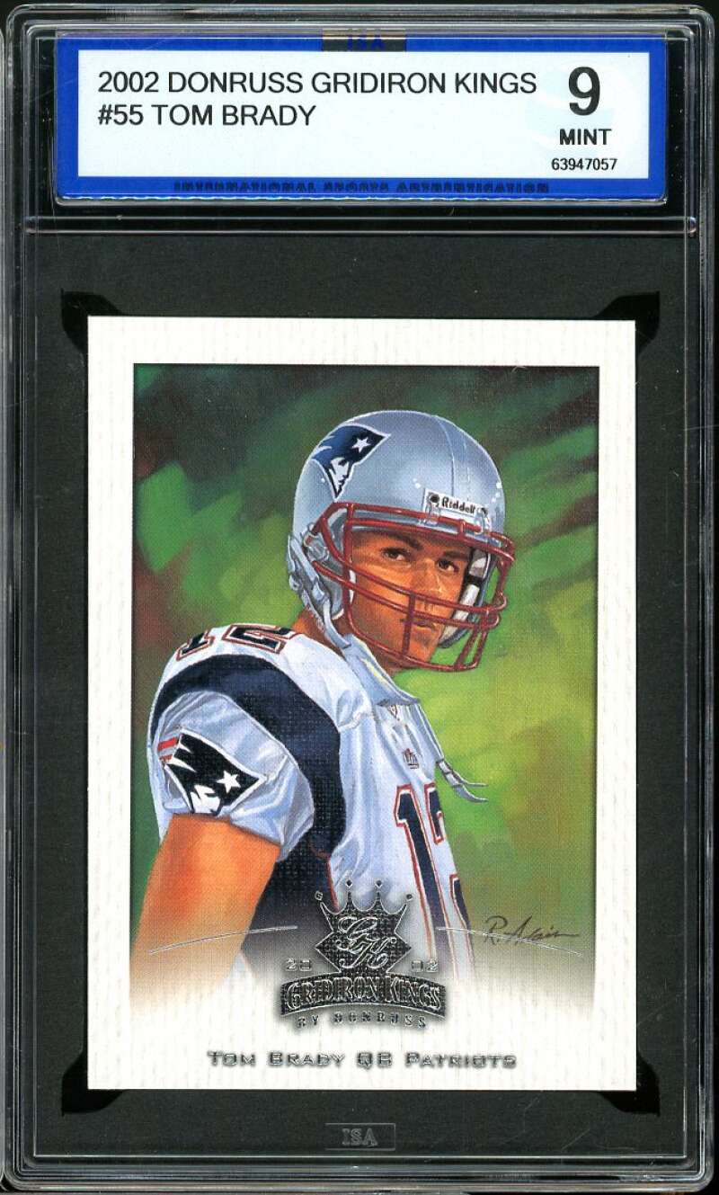 Tom Brady Card 2002 Donruss Gridiron Kings #55 ISA 9 MINT Image 1