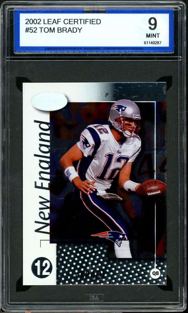 Tom Brady Card 2002 Leaf Certified #52 ISA 9 MINT Image 1