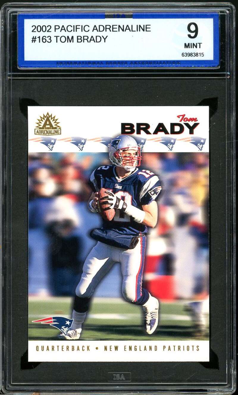 Tom Brady Card 2002 Pacific Adrenaline #163 ISA 9 MINT Image 1