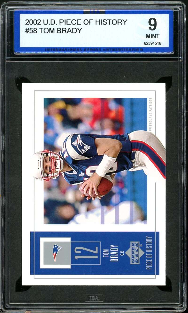 Tom Brady Card 2002 UD Piece of History #58 ISA 9 MINT Image 1