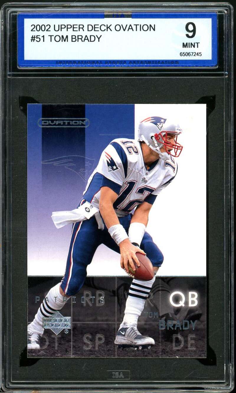 Tom Brady Card 2002 Upper Deck Ovation #51 ISA 9 MINT Image 1