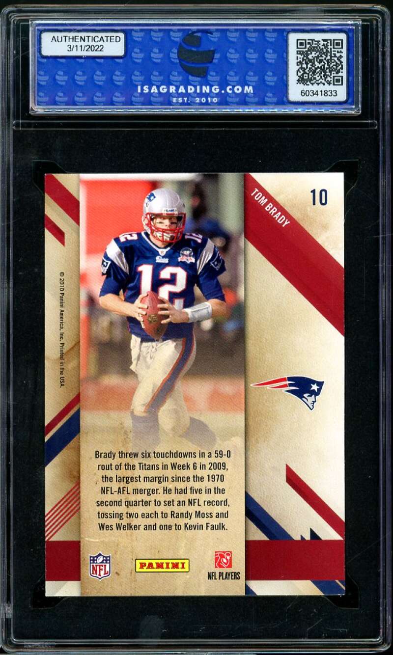 Tom Brady Card 2010 Panini Prestige Stars Of The NFL #10 ISA 9 MINT Image 2