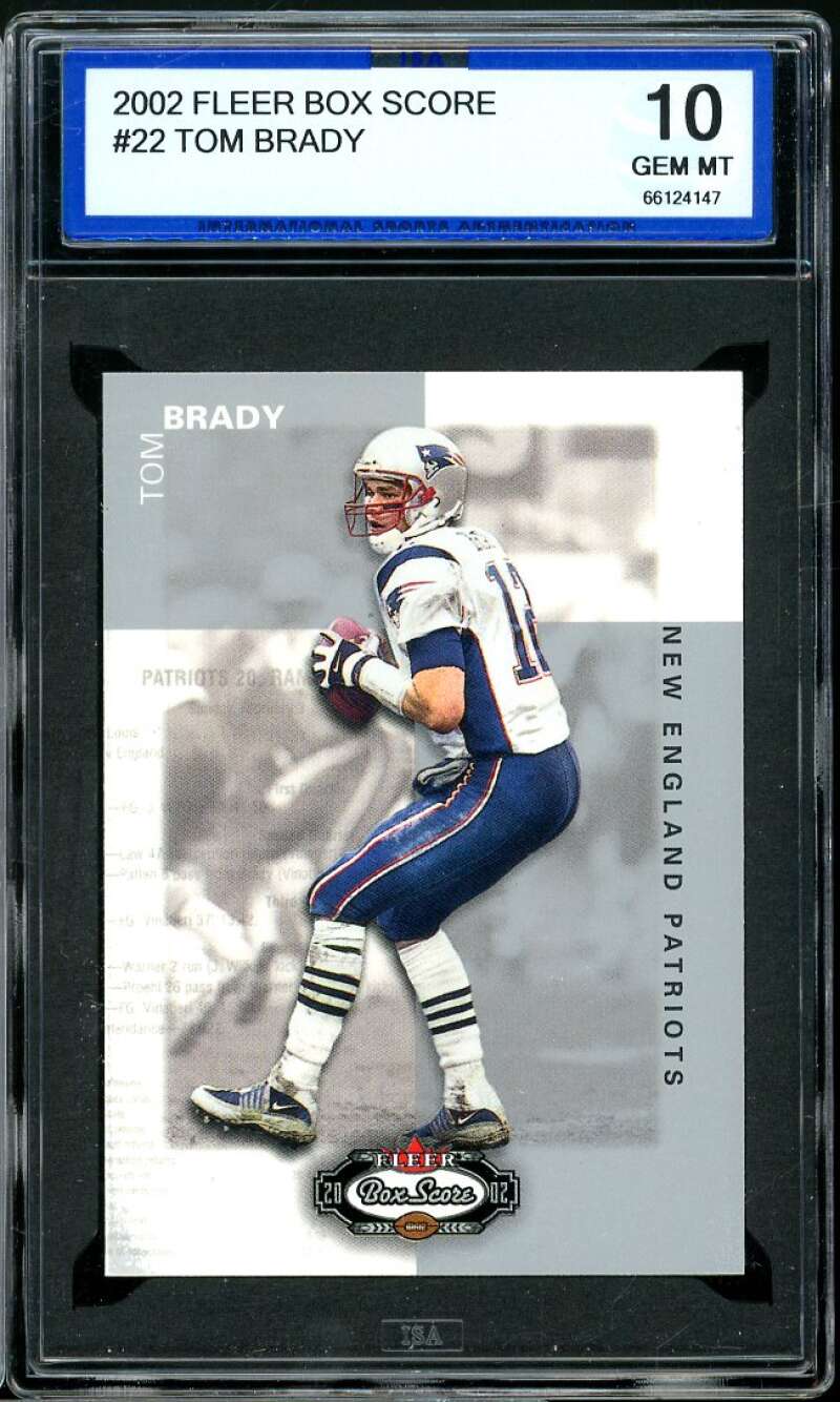 Tom Brady Card 2002 Fleer Box Score #22 ISA 10 GEM MINT Image 1