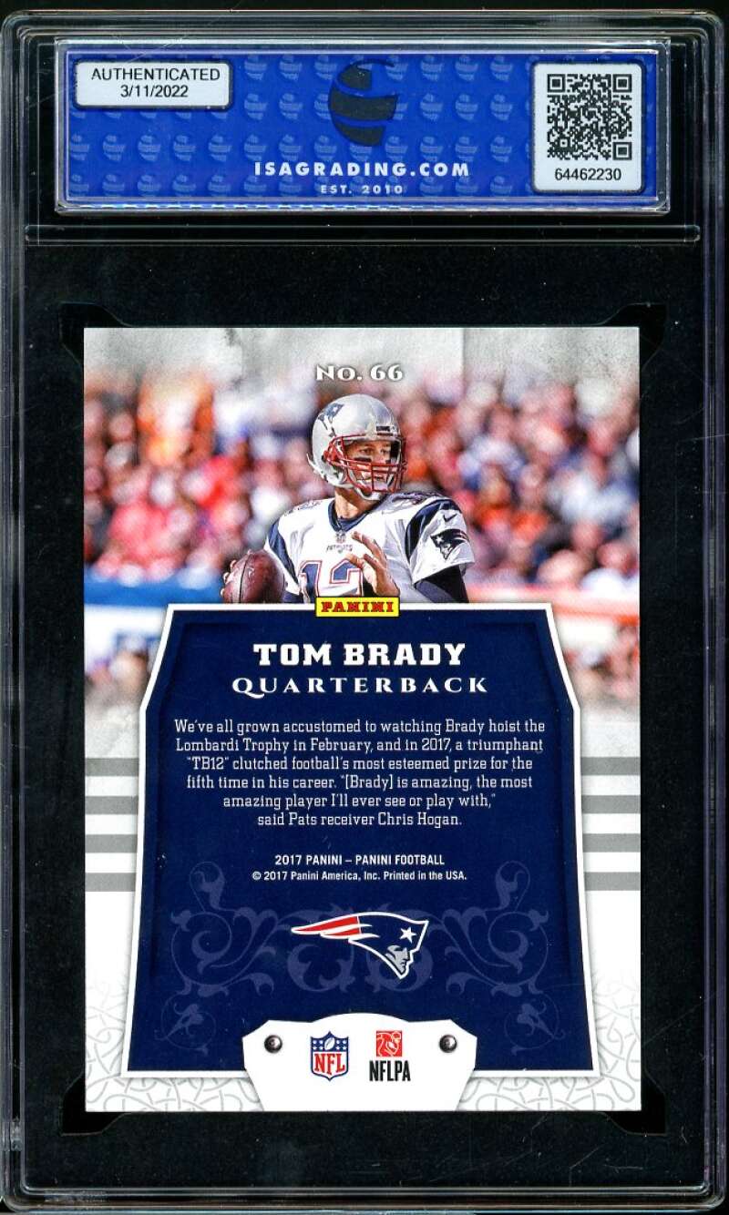 Tom Brady Card 2017 Panini #66 ISA 10 GEM MINT Image 2