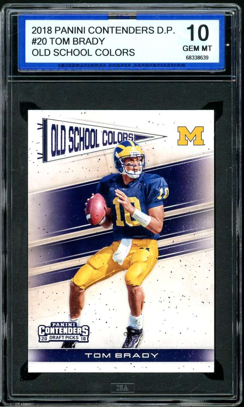 Tom Brady Card 2017 Panini Contenders DP Old School Colors #20 ISA 10 GEM MINT Image 1