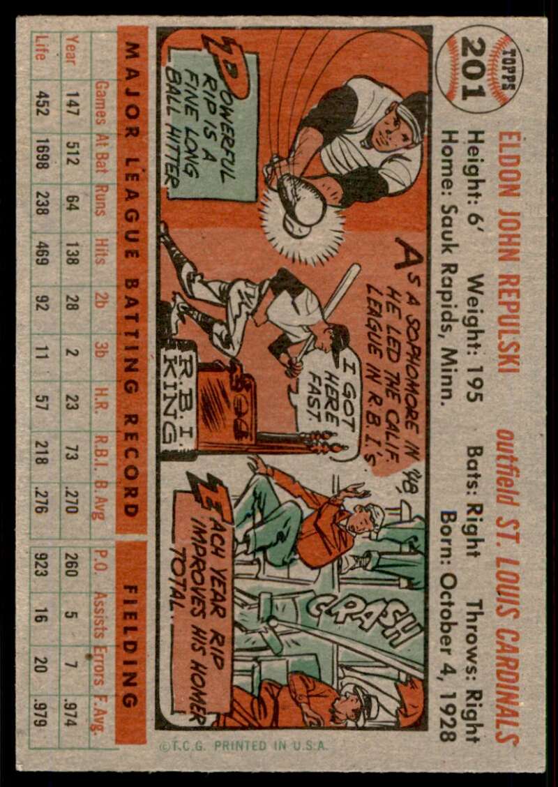 Rip Repulski Card 1956 Topps #201 Image 2