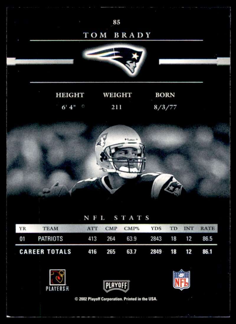 Tom Brady Card 2002 Playoff Prestige #85 Image 2