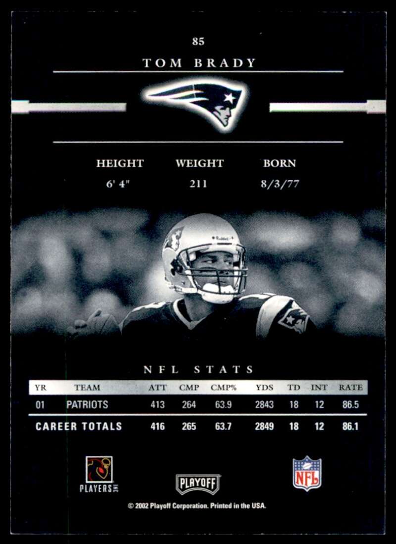 Tom Brady Card 2002 Playoff Prestige #85 Image 2