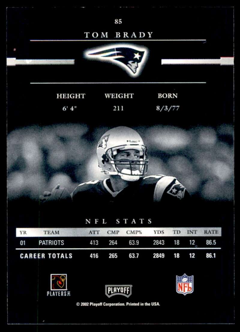 Tom Brady Card 2002 Playoff Prestige #85 Image 2