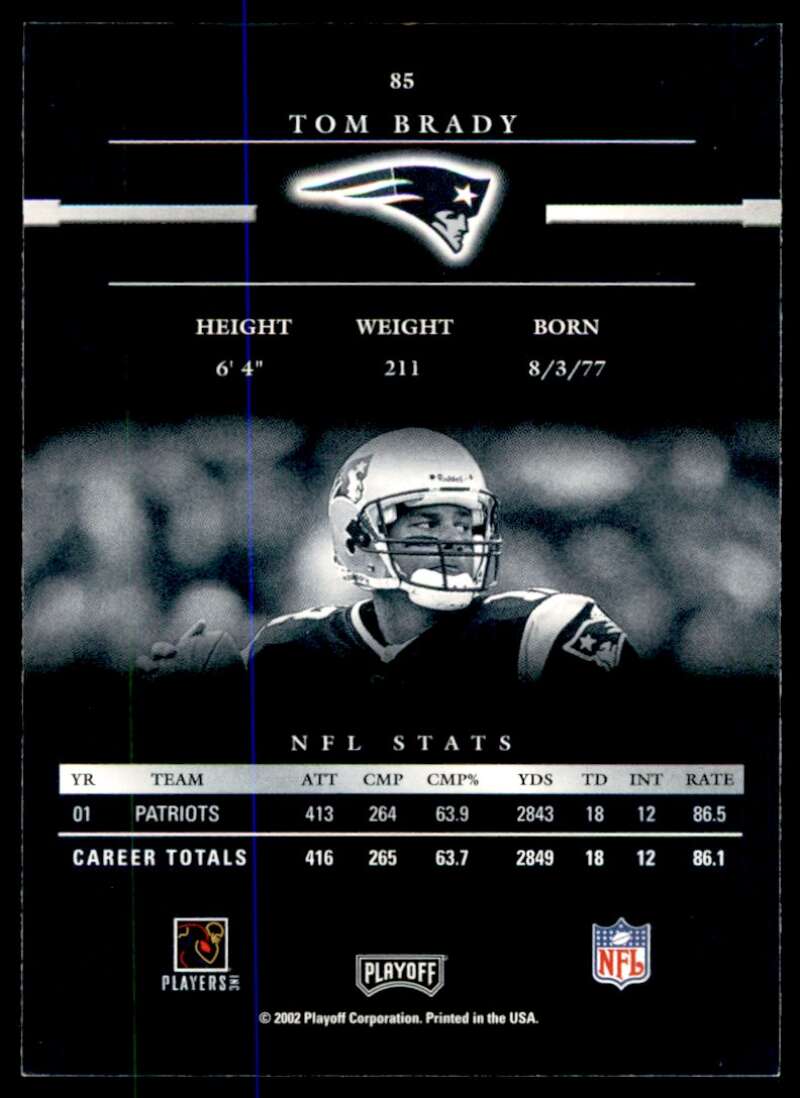 Tom Brady Card 2002 Playoff Prestige #85 Image 2