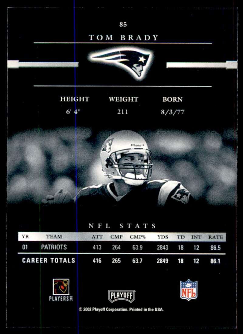 Tom Brady Card 2002 Playoff Prestige #85 Image 2