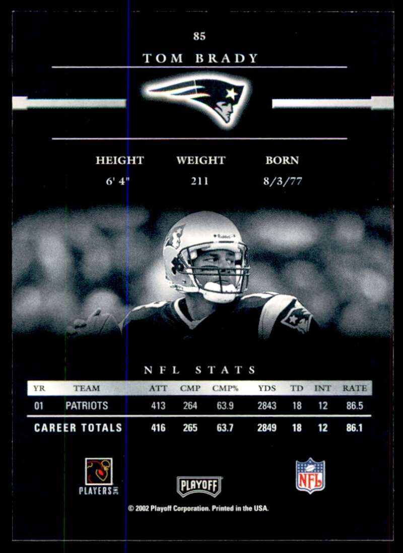 Tom Brady Card 2002 Playoff Prestige #85 Image 2