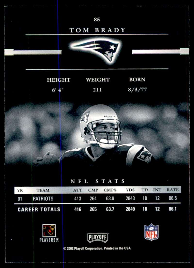 Tom Brady Card 2002 Playoff Prestige #85 Image 2