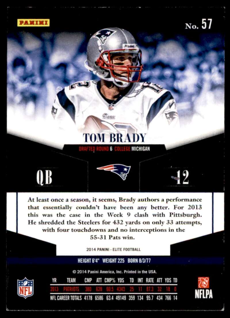 Tom Brady Card 2014 Donruss Elite #57 Image 2