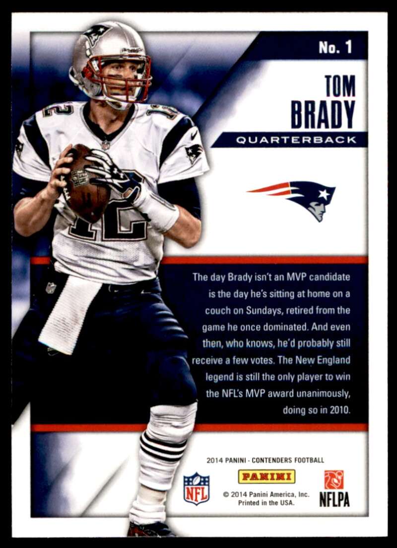 Tom Brady Card 2014 Panini Contenders MVP #1 Image 2