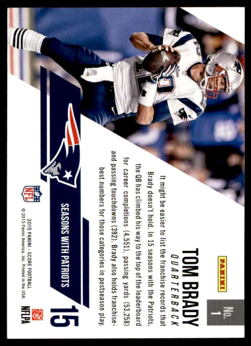 Tom Brady Card 2015 Panini Score #1 Image 2