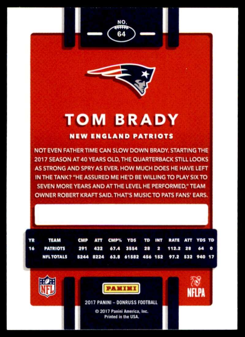 Tom Brady Card 2017 Donruss #64 Image 2