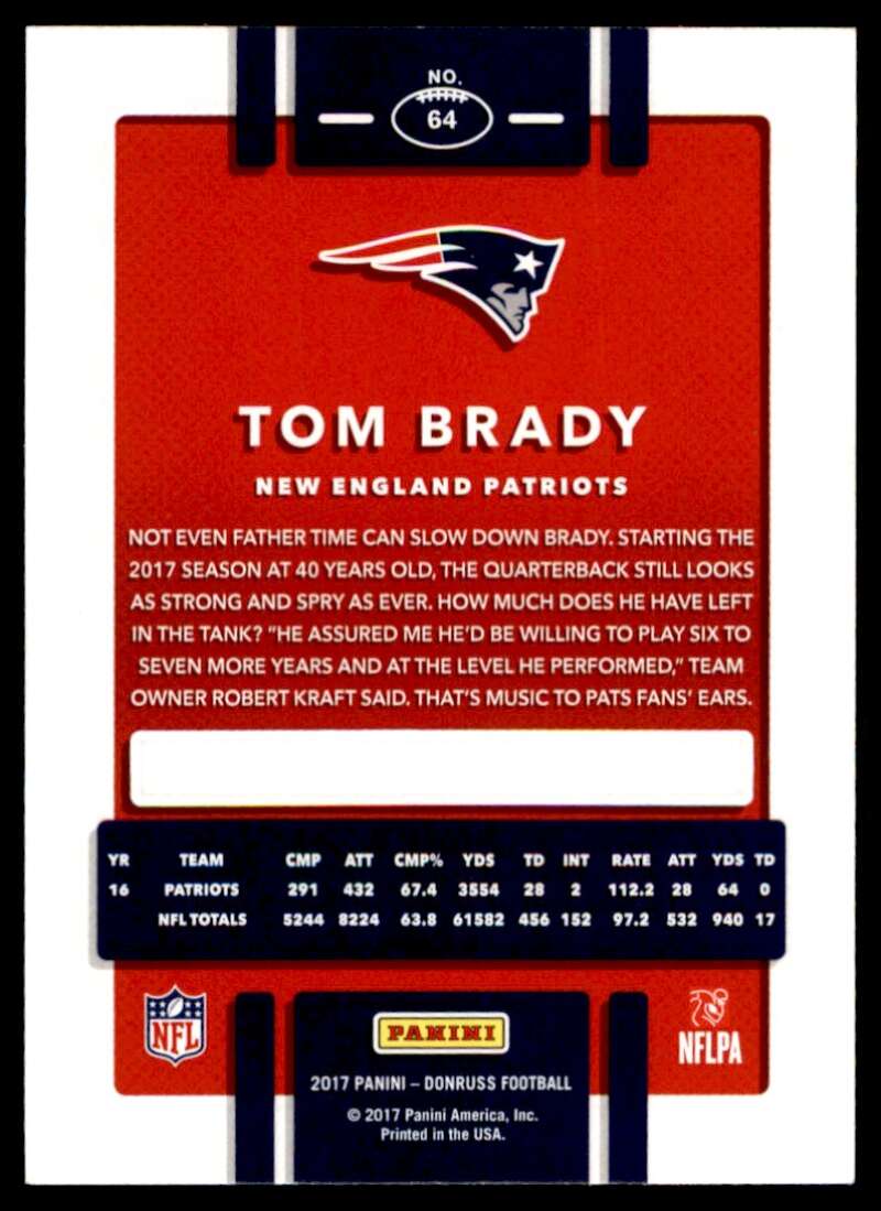 Tom Brady Card 2017 Donruss #64 Image 2