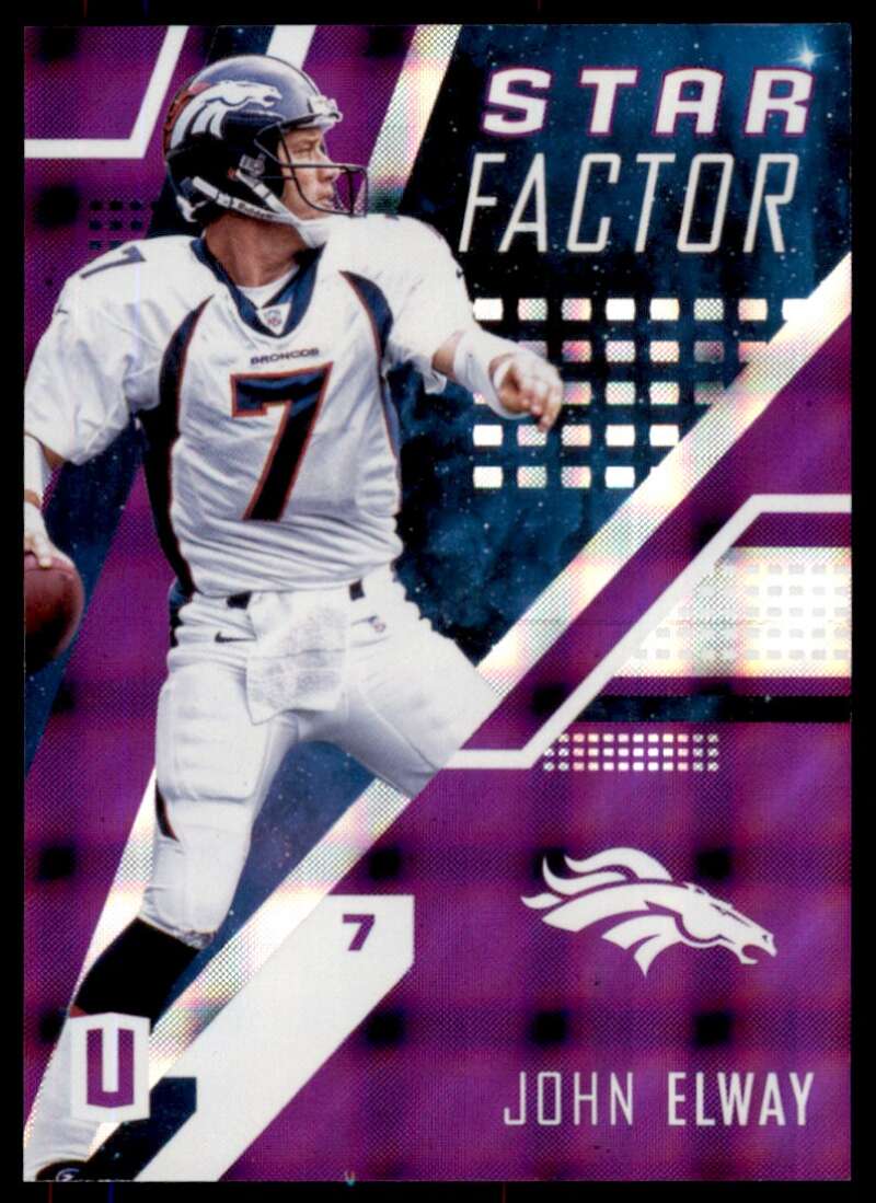 John Elway 2017 Panini Unparalleled Star Factor Purple #SF-JE (Serial #d 7/49) Image 1